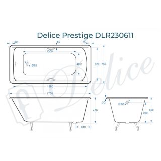 Ванна чугунная Delice Prestige DLR230611 175x75